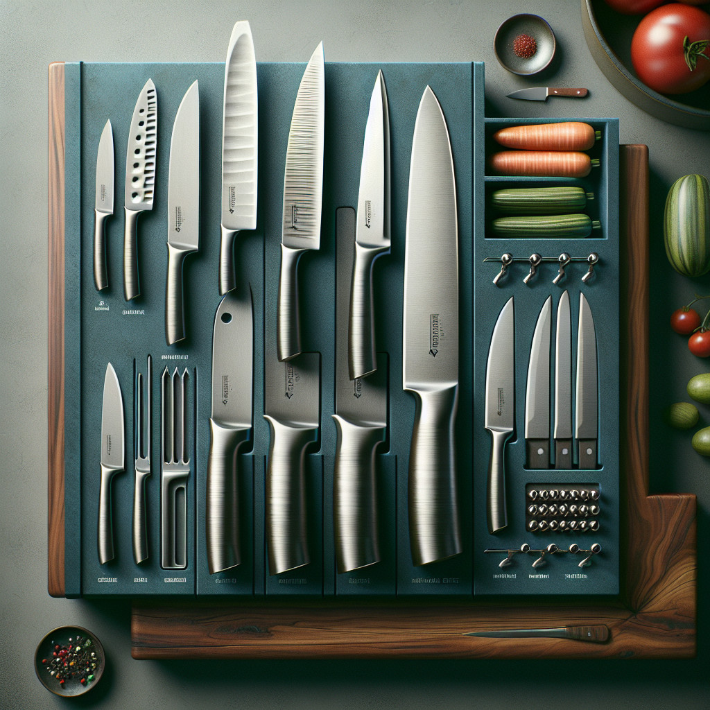 Zestawy noży kuchennych: Noże do krojenia potraw francuskich.